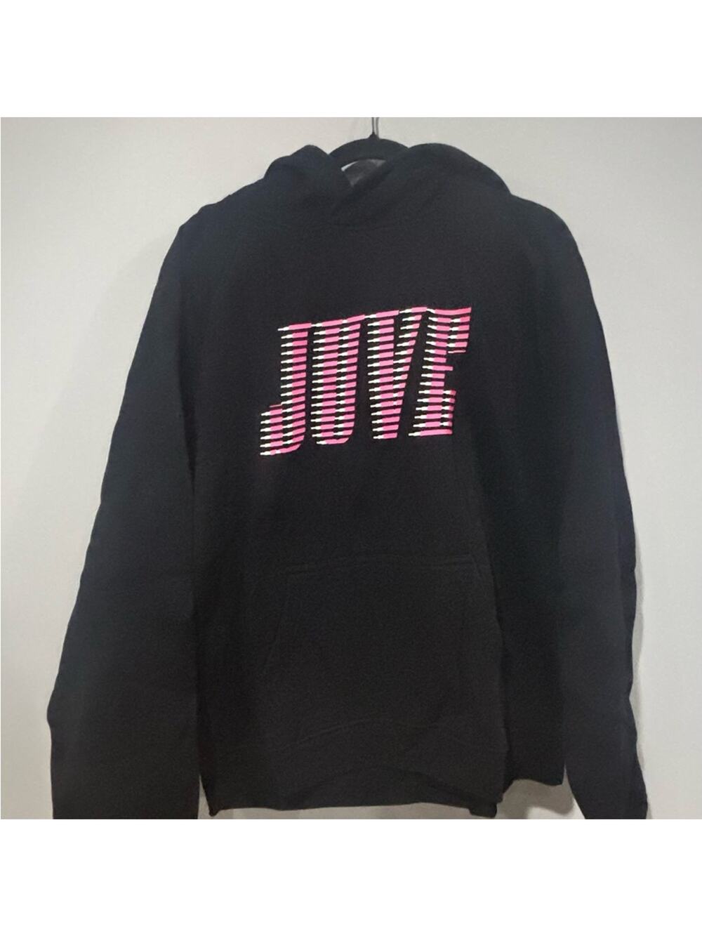 Juventus Football/Soccer Black Hoodie with Pink and White Graphic - Picture 1 of 5